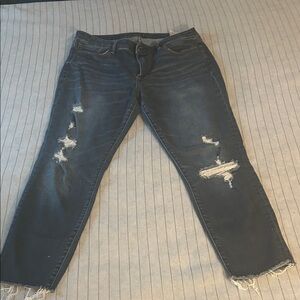 Abercrombie & Fitch Dark Blue Distressed Boyfriend Jeans